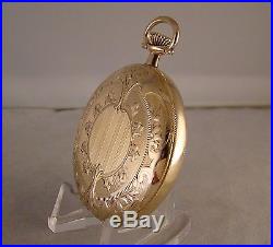 107 YEARS OLD WALTHAM 14k GOLD FILLED HUNTER CASE SIZE 12s GREAT POCKET WATCH