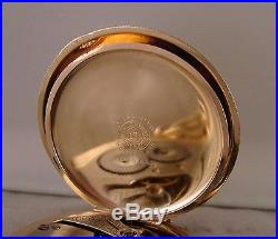 107 YEARS OLD WALTHAM 14k GOLD FILLED HUNTER CASE SIZE 12s GREAT POCKET WATCH