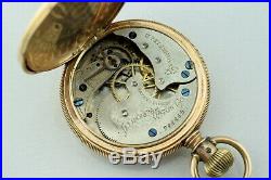 10K Solid Gold Illinois 7j 6s Hunter's Case Ladies' Pocket Watch Very Ornate