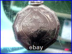 10 Sided Fancy Case & Dial Elgin Pocket Watch 25 Year White Gold / Chain & Knife