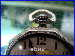 10 Sided Fancy Case & Dial Elgin Pocket Watch 25 Year White Gold / Chain & Knife
