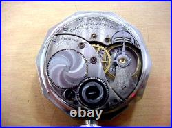 10 Sided Fancy Case & Dial Elgin Pocket Watch 25 Year White Gold / Chain & Knife