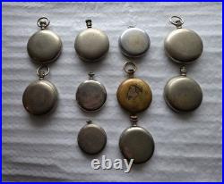 10 collection of Antique pocket watch cases and components