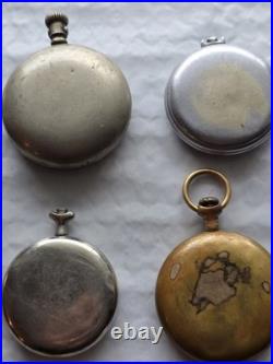 10 collection of Antique pocket watch cases and components