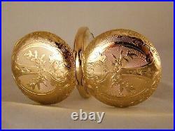 117 YEARS OLD ELGIN 10k GOLD FILLED HUNTER CASE FANCY DIAL GREAT POCKET WATCH