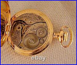 117 YEARS OLD ELGIN 10k GOLD FILLED HUNTER CASE FANCY DIAL GREAT POCKET WATCH