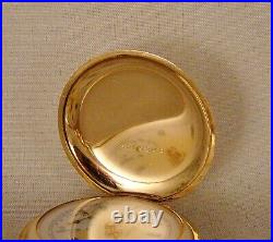 117 YEARS OLD ELGIN 10k GOLD FILLED HUNTER CASE FANCY DIAL GREAT POCKET WATCH