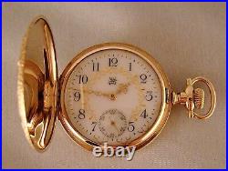 118 YEARS OLD WALTHAM 14k GOLD FILLED HUNTER CASE FANCY DIAL 16s POCKET WATCH