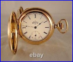 120 YEARS OLD ELGIN 14k GOLD FILLED HUNTER CASE GREAT LOOKING POCKET WATCH