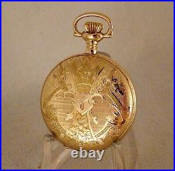 120 YEARS OLD U. S. WATCH CO. BETSY ROSS 14k GOLD FILLED HUNTER CASE POCKET WATCH