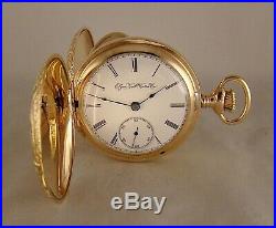 125 YEARS OLD ELGIN 14k GOLD FILLED HUNTER CASE 18s GREAT LOOKING POCKET WATCH