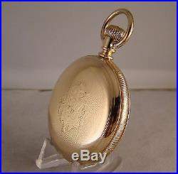 125 YEARS OLD WALTHAM 14k GOLD FILLED HUNTER CASE FANCY DIAL 16s POCKET WATCH