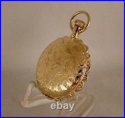 125 YEARS OLD WALTHAM 14k GOLD FILLED HUNTER CASE FANCY DIAL GREAT POCKET WATCH