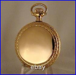 126 YEARS OLD WALTHAM 14k GOLD FILLED HUNTER CASE FANCY DIAL 16s POCKET WATCH