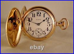 128 YEARS OLD ELGIN 10k GOLD FILLED HUNTER CASE 18s GREAT LOOKING POCKET WATCH