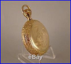 129 YEARS OLD ILLINOIS 14k GOLD FILLED HUNTER CASE GREAT LOOKING POCKET WATCH