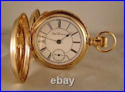 129 YEARS OLD SETH THOMAS 10k GOLD FILLED HUNTER CASE 18s GREAT POCKET WATCH
