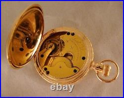 129 YEARS OLD SETH THOMAS 10k GOLD FILLED HUNTER CASE 18s GREAT POCKET WATCH