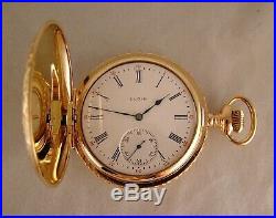 135 YEARS OLD ELGIN 14k GOLD FILLED HUNTER CASE 16s GREAT LOOKING POCKET WATCH