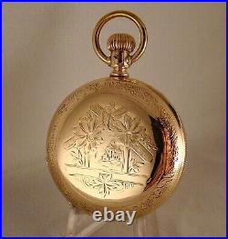 136 YEARS OLD ILLINOIS 14k GOLD FILLED HUNTER CASE 18s GREAT POCKET WATCH