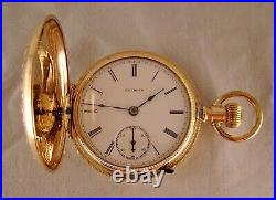 136 YEARS OLD ILLINOIS 14k GOLD FILLED HUNTER CASE 18s GREAT POCKET WATCH