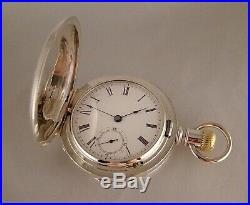 136 YEARS OLD WALTHAM STERLING COIN SILVER HUNTER CASE SIZE 18s POCKET WATCH