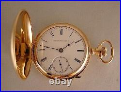 138 YEARS OLD ELGIN 14k GOLD FILLED HUNTER CASE SIZE 18s GREAT POCKET WATCH