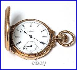 14K Antique Gold ELGIN Box Hinge Hunter Case Pocket Watch, Size 6, Circa 1886