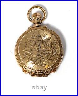 14K Antique Gold ELGIN Box Hinge Hunter Case Pocket Watch, Size 6, Circa 1886