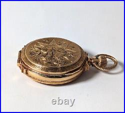 14K Antique Gold ELGIN Box Hinge Hunter Case Pocket Watch, Size 6, Circa 1886