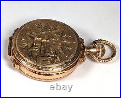 14K Antique Gold ELGIN Box Hinge Hunter Case Pocket Watch, Size 6, Circa 1886