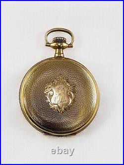 14K Gold WALTHAM Men's Hunter Case 16 Monogrammed Pocket Watch circa 1913