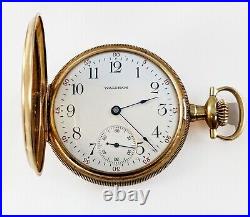 14K Gold WALTHAM Men's Hunter Case 16 Monogrammed Pocket Watch circa 1913