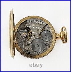 14K Gold WALTHAM Men's Hunter Case 16 Monogrammed Pocket Watch circa 1913