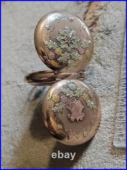14K Solid Tricolor Gold & Diamond Custom Case ELGIN Hunter Pocket WATCH Wadswort