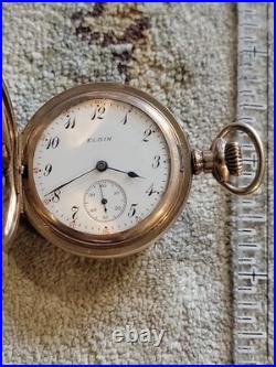 14K Solid Tricolor Gold & Diamond Custom Case ELGIN Hunter Pocket WATCH Wadswort