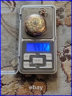 14K Solid Tricolor Gold & Diamond Custom Case ELGIN Hunter Pocket WATCH Wadswort