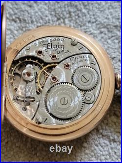 14K Solid Tricolor Gold & Diamond Custom Case ELGIN Hunter Pocket WATCH Wadswort