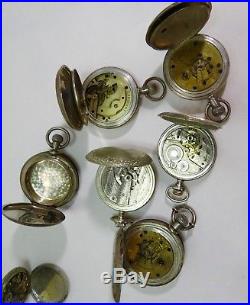 14 Vintage Antique Pocket Watches And Watch Casings For Parts Or Repair