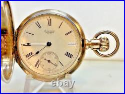 14 size Waltham Pocket Watch Hunting Case Model 1884 Grade 8, 7j Runs Good