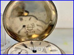 14 size Waltham Pocket Watch Hunting Case Model 1884 Grade 8, 7j Runs Good