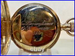 14 size Waltham Pocket Watch Hunting Case Model 1884 Grade 8, 7j Runs Good
