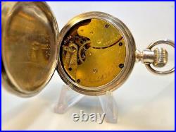 14 size Waltham Pocket Watch Hunting Case Model 1884 Grade 8, 7j Runs Good