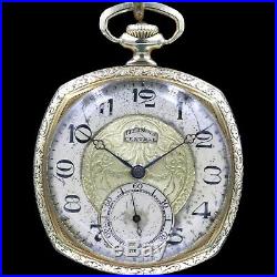 14k Gold 1923 ILLINOIS CENTRAL 17 Jewel Pocket Watch Unique Case Two Tone NICE