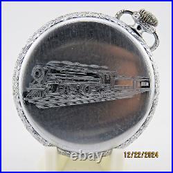 16S Illinois Spartan, locomotive etched, antique pocket watch case (SD14)