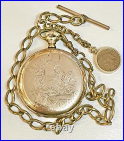 16S Waltham 20 Years Gold Filled Pocket Watch Full Hunter Runs withChain Fob 135g