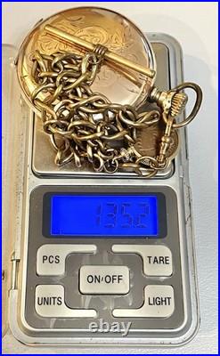 16S Waltham 20 Years Gold Filled Pocket Watch Full Hunter Runs withChain Fob 135g