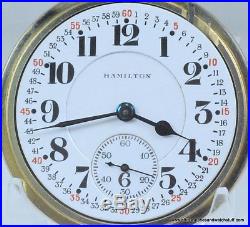 16 Size 21 Ruby Jewels Hamilton 992e Elinvar Railroad Pocket Watch 10K GF Case