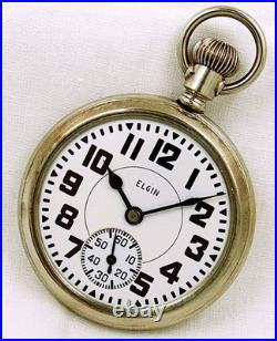 16s Elgin B. W. Raymond 21J Railroad Damascened Salesman Case Pocket Watch. Nice