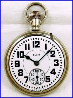 16s Elgin B. W. Raymond 21J Railroad Damascened Salesman Case Pocket Watch. Nice